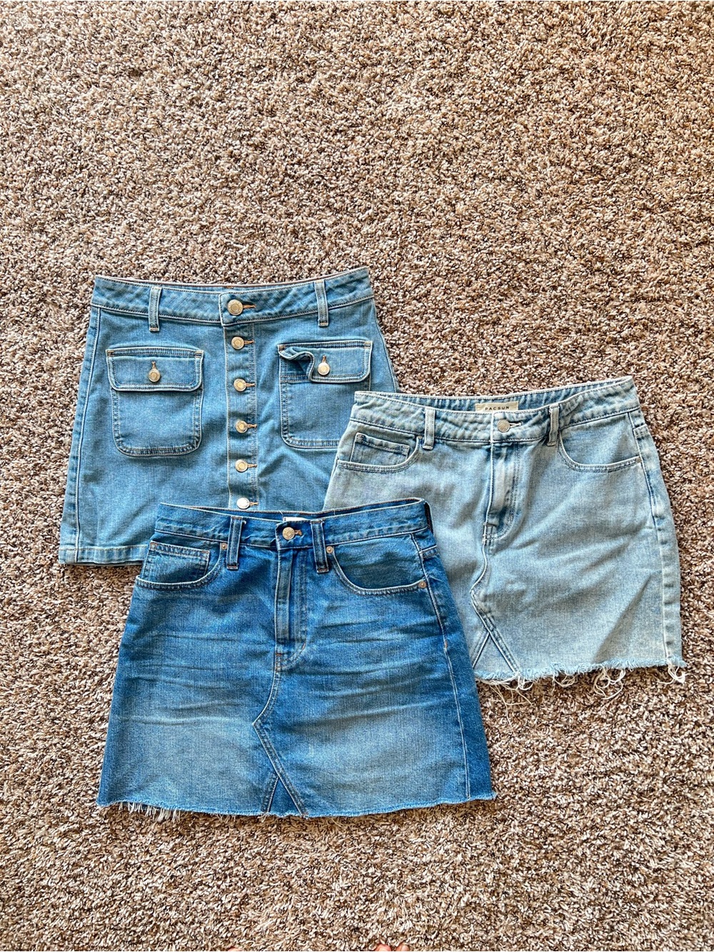 Madewell Denim Mini Skirts Trio - Light & Medium Blue